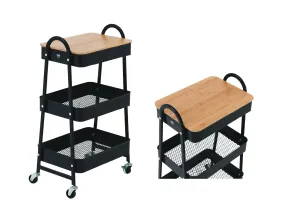 3 Tier Trolley and Lid Black