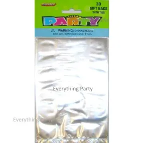 30pk Gift Bags with Ties - Clear (3 sizes)