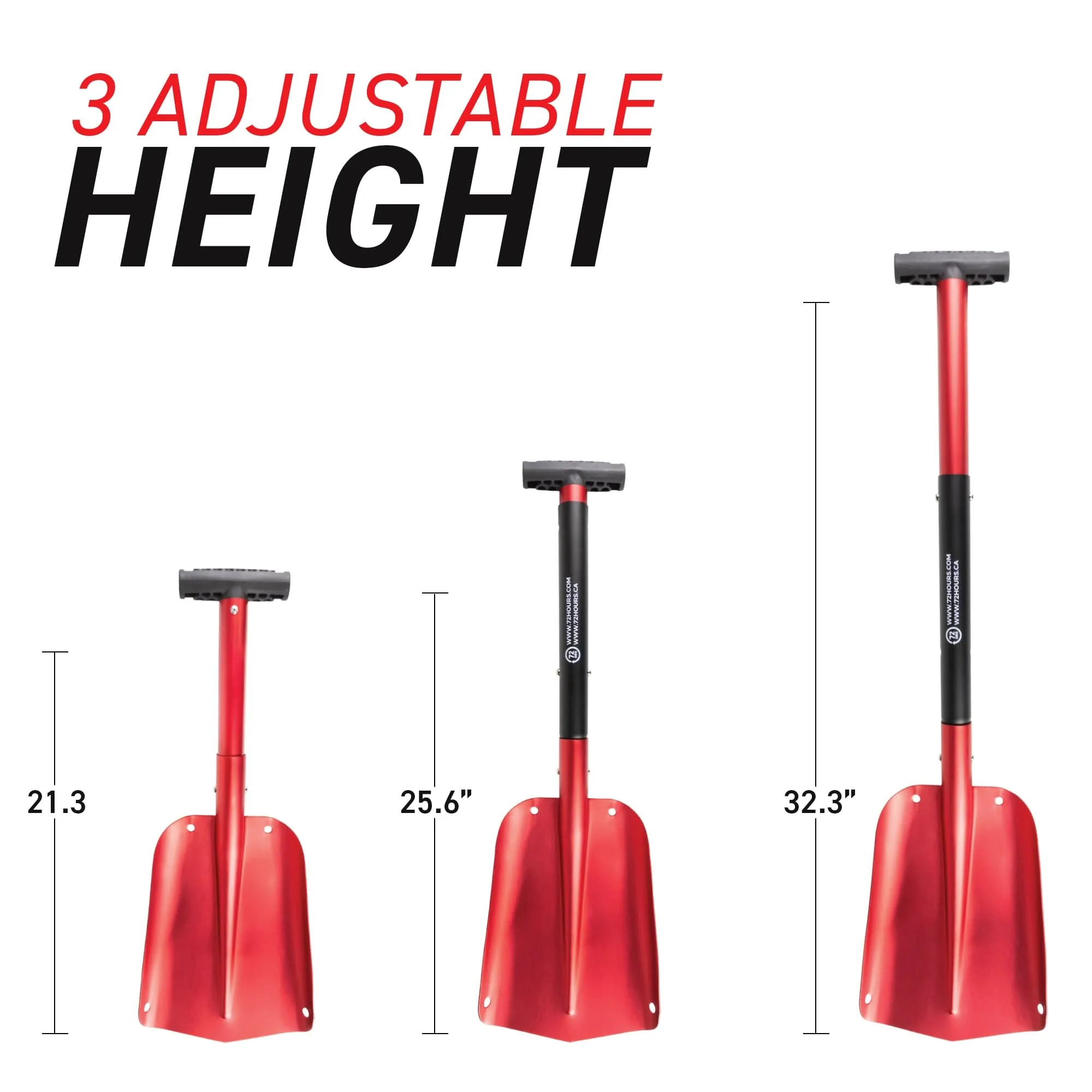 72HRS Aluminum Collapsible 3-in-1 Car Snow Shovel (Red)