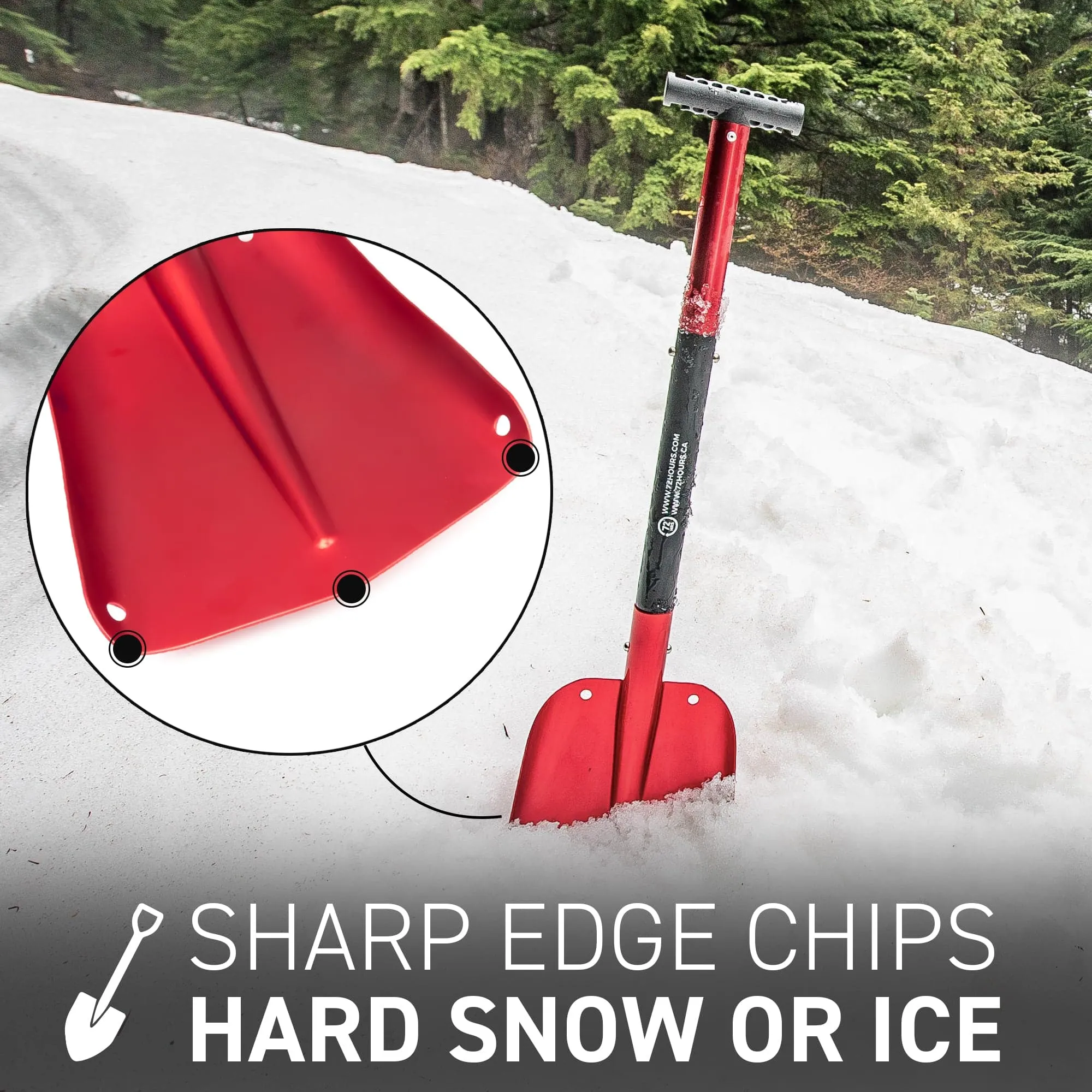 72HRS Aluminum Collapsible 3-in-1 Car Snow Shovel (Red)