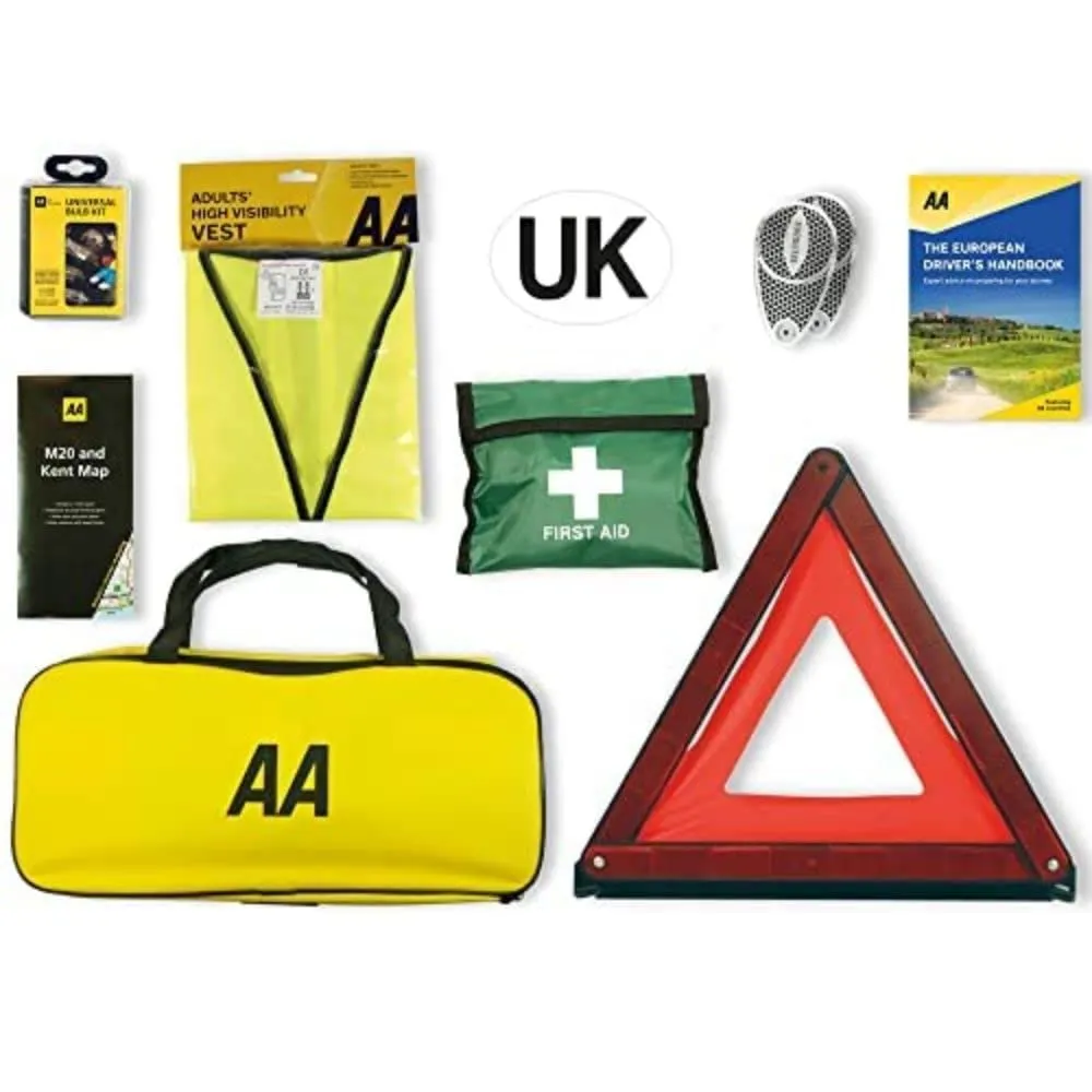 AA Euro Travel Kit AA6318 - for Driving in France/Europe - Includes Zipped Storage Bag and UK Identifier, Multicolour