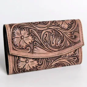 American Beautiful Floral Tooled Leather Wallet