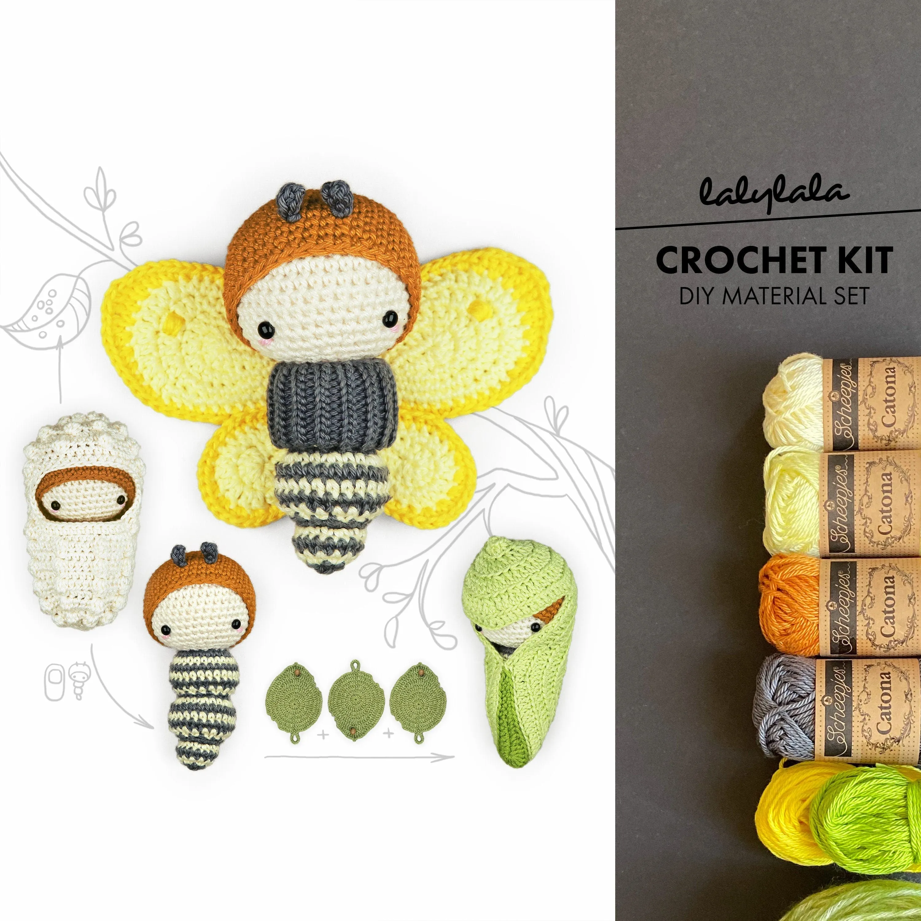 Amigurumi Crochet Kit . Brimstone Butterfly