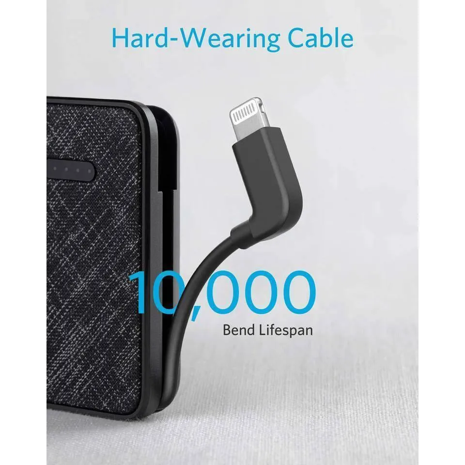 ANKER PowerCore  10000 with built-in Lightning Cable -Black Fabric