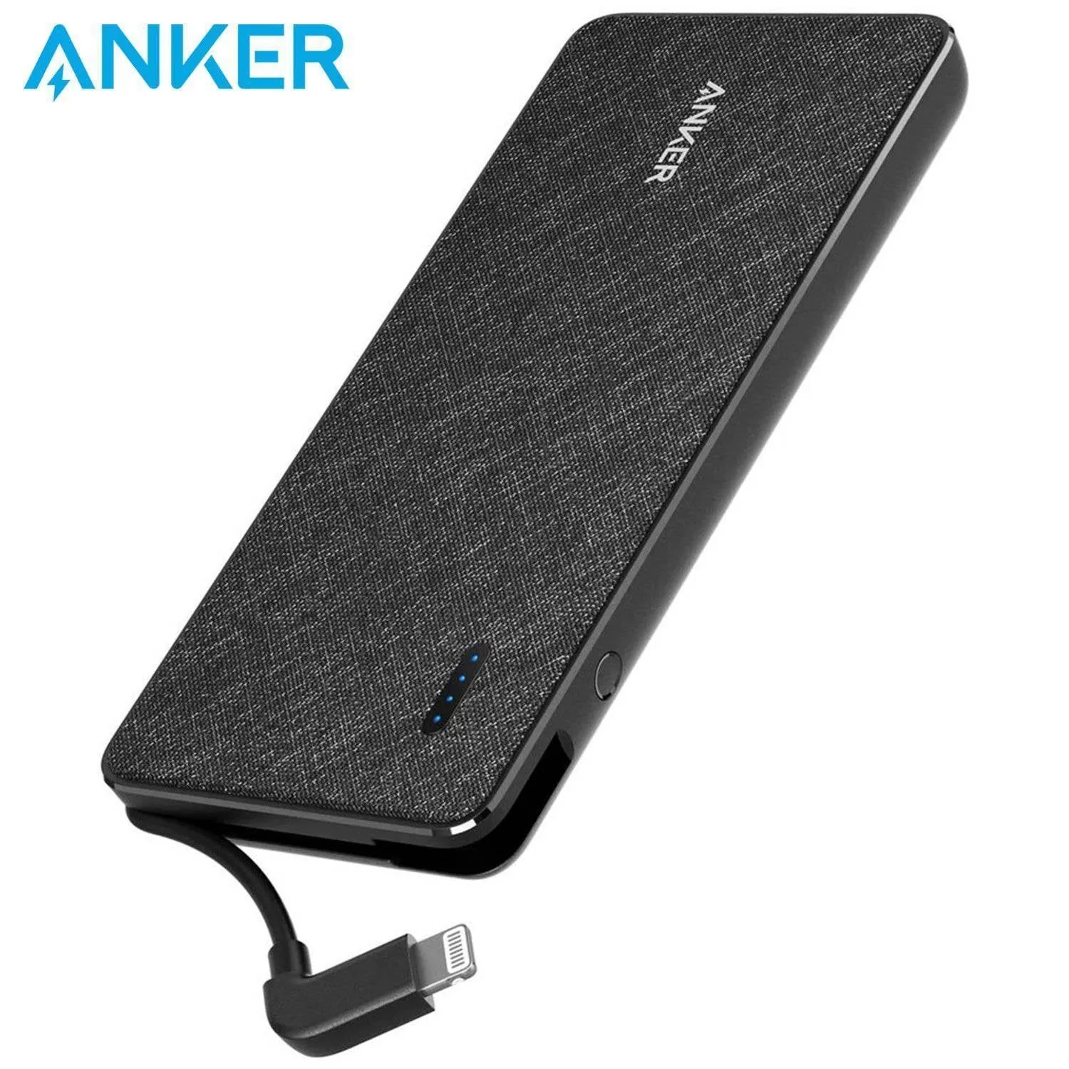 ANKER PowerCore  10000 with built-in Lightning Cable -Black Fabric