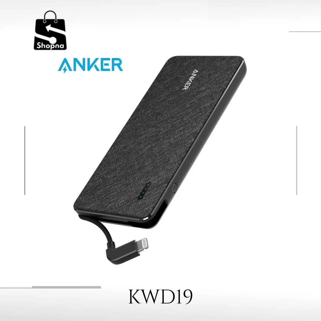 ANKER PowerCore  10000 with built-in Lightning Cable -Black Fabric