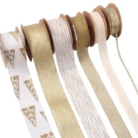 Assorted Deluxe Gold & Ivory Christmas Mix Ribbon 2m