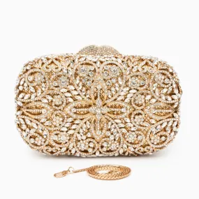 Athena Flower Rhinestones Clutch Bag