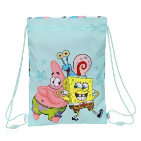 Backpack with Strings Spongebob Stay positive Blue White 26 x 34 x 1 cm