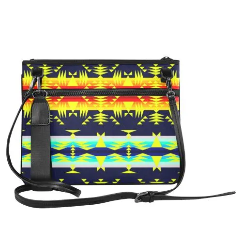 Between the Mountains Navy Yellow Slim Clutch Bag