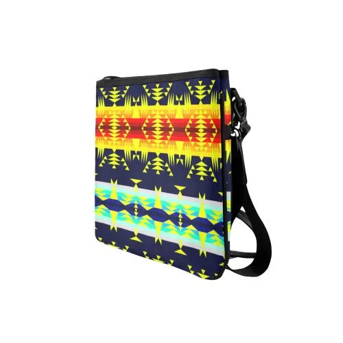 Between the Mountains Navy Yellow Slim Clutch Bag