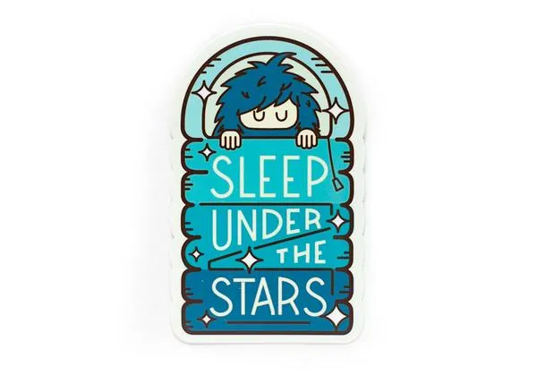 Bigfoot Sleep Under the Stars Blue Sticker