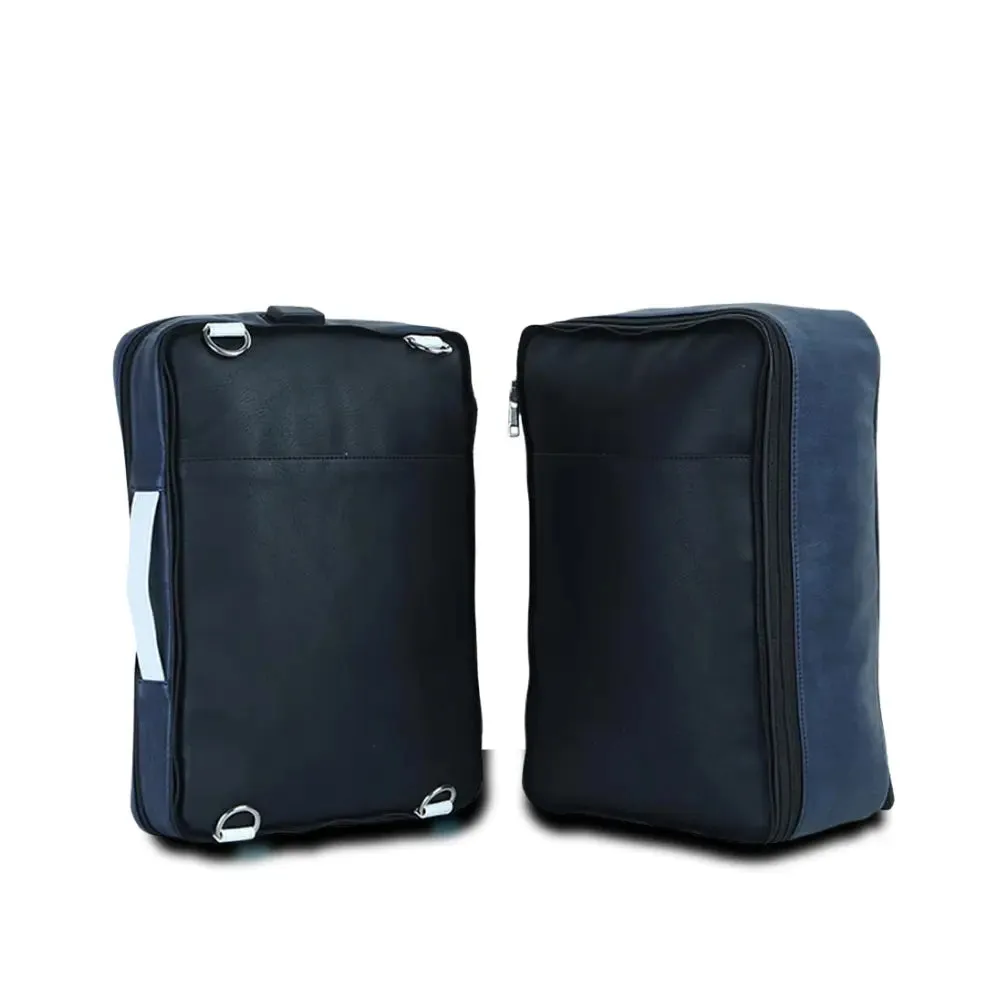 Blue Voyager Set of 4 Bags with Leather Batua - Travel Luggage Set