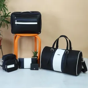 Blue Voyager Set of 4 Bags with Leather Batua - Travel Luggage Set