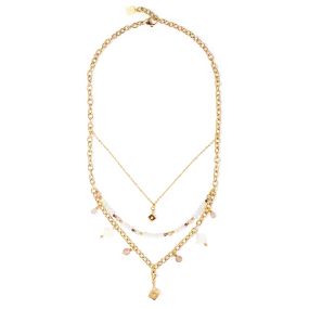 Boho necklace freshwater pearls gold & white