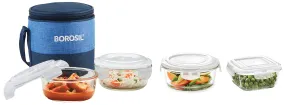 Borosil Prime Glass Lunch Box Set of 2, 400 ml Klip N Store Glass Storage Container & Oven Safe, Square, 320 ml&Borosil Klip N Store Glass Storage Container with Air-Tight Lid, 400 ml, Clear