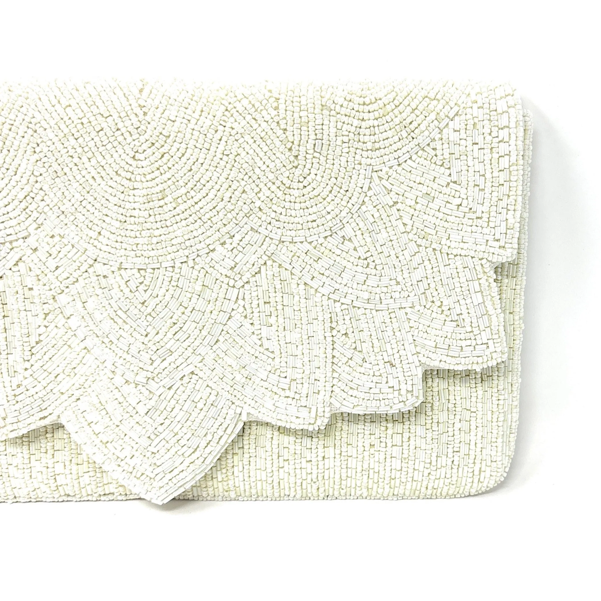 Bride Ivory Floral Beaded Envelope Clutch Purse