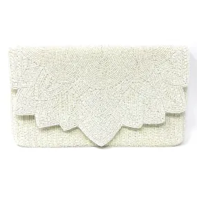 Bride Ivory Floral Beaded Envelope Clutch Purse