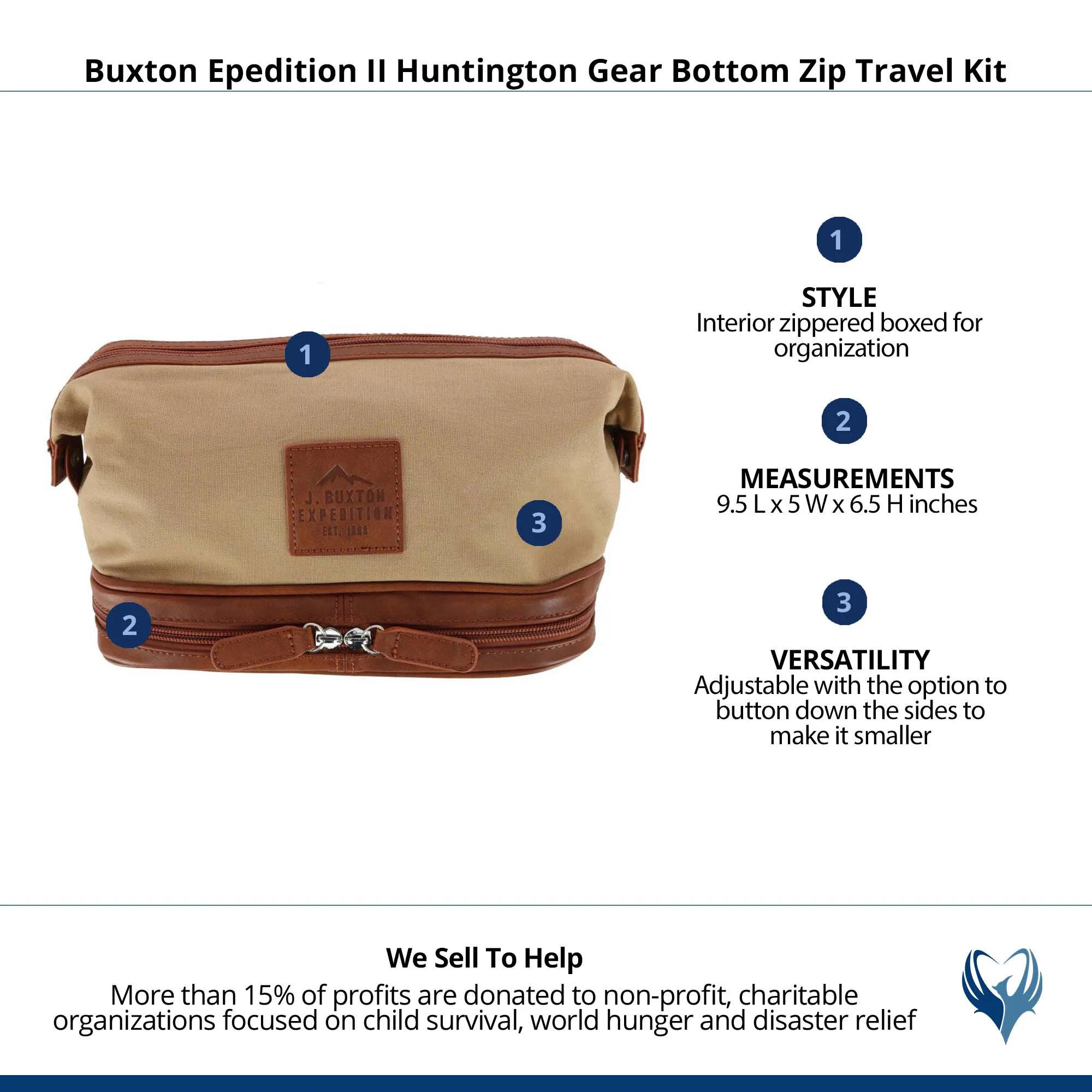 Buxton Epedition II Huntington Gear Bottom Zip Travel Kit