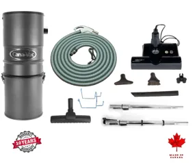 Canavac Ethos CV700 with SEBO Standard Central Vacuum Kit with ET-1F2 12" Power Head Designed for Hard Floors and Low-High Pile Carpeting (30Ft, 35Ft Hose)