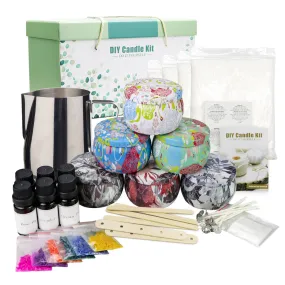 Candle Making Kit with 6 Different Fragrance Oil, Wax, Cotton Wicks, Metal Pot, Candle Dyes, Candle Tins and More for Candle DIY