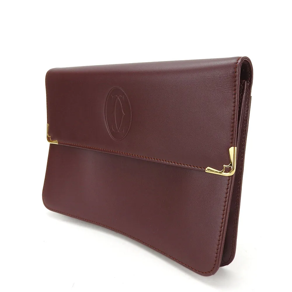 Cartier Must Line Leather Bordeaux Clutch Bag