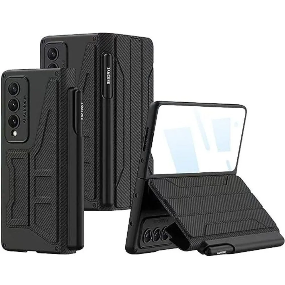 Cedere Shell Membrane Integrated Leather Case for Galaxy Z Fold 5 With Detachable Pen Holder