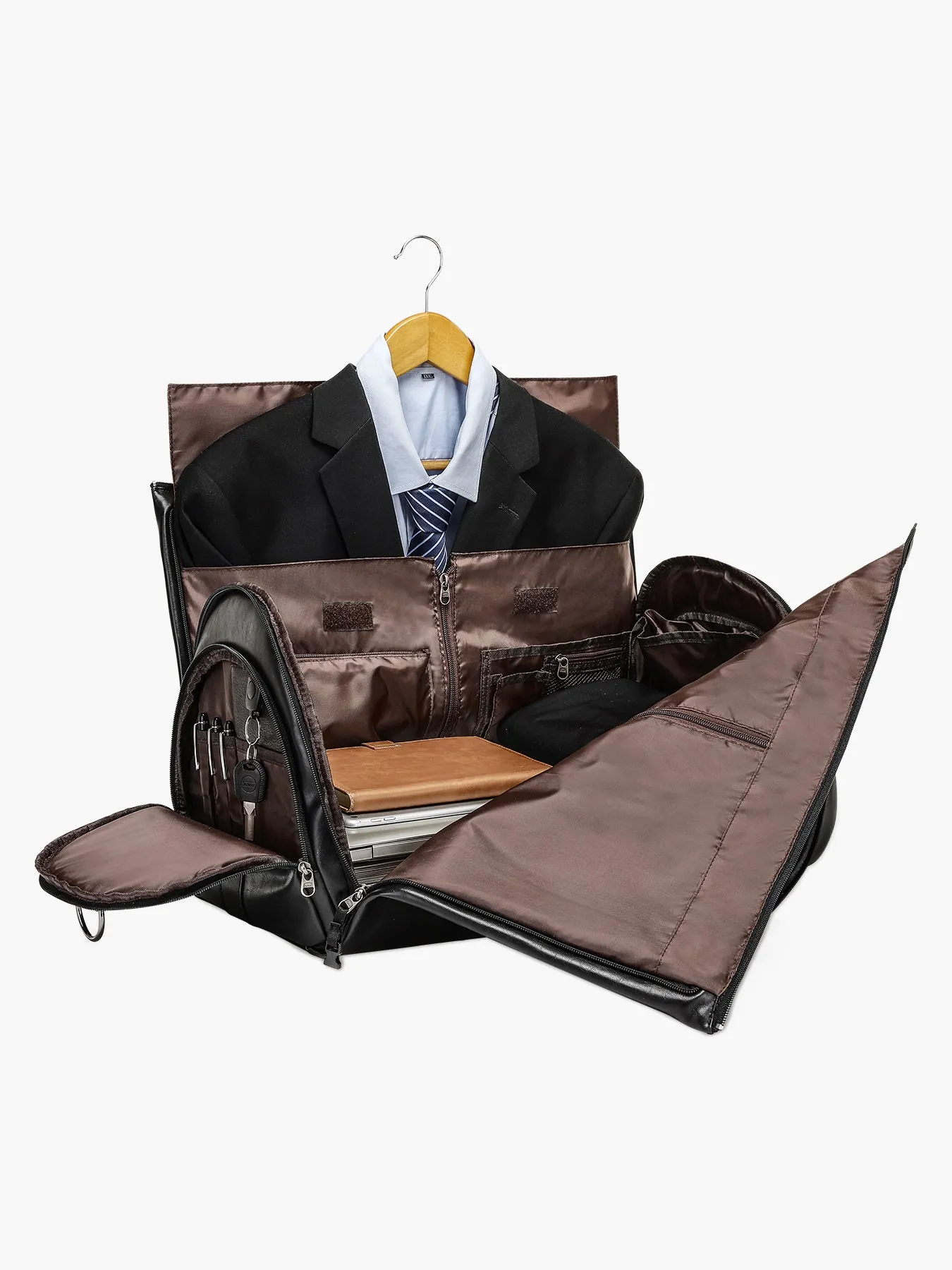 Convertible Leather Garment Bag for Travel