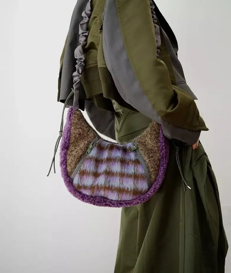 CRESCENT plush hobo bag