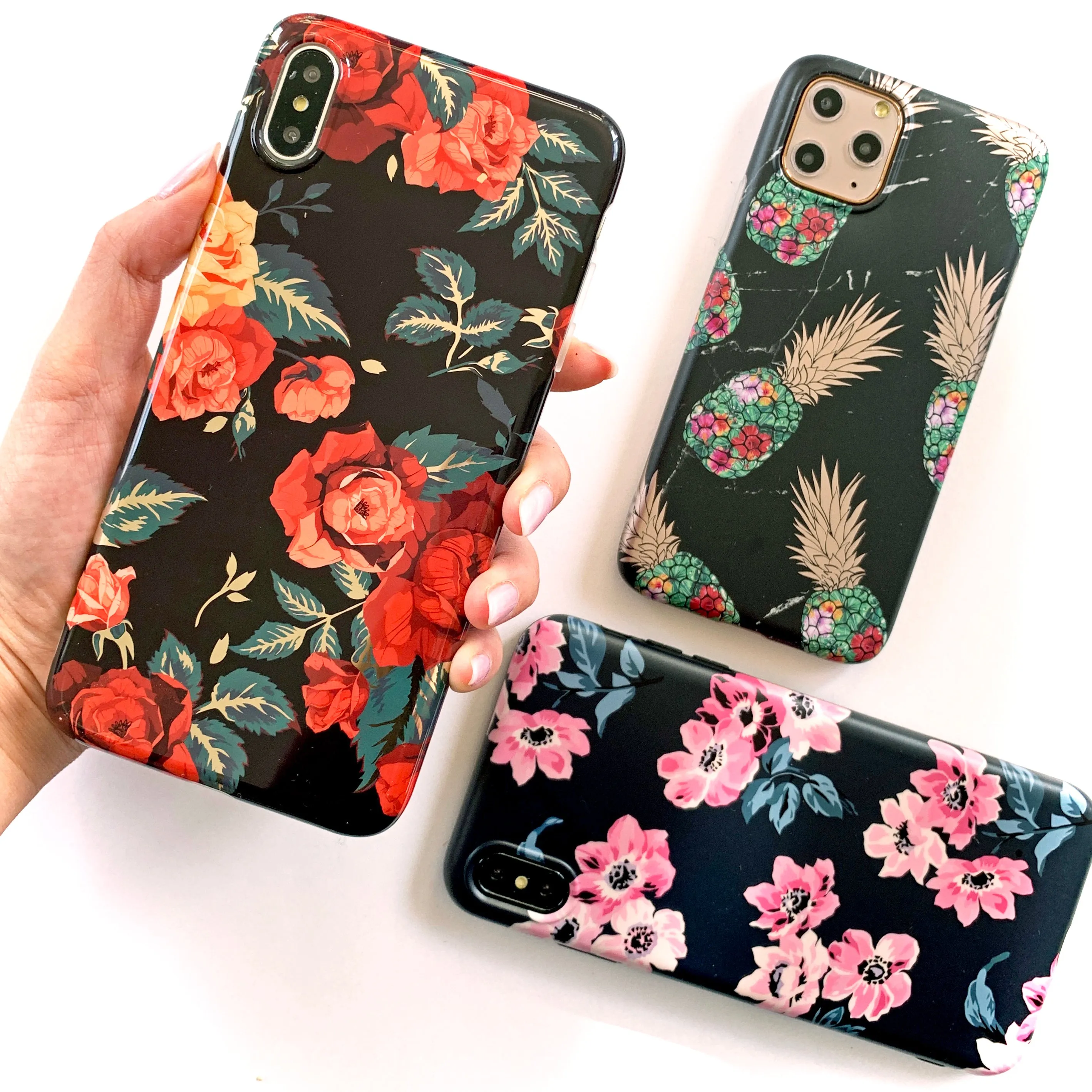 Dark Floral Metallic Phone Case