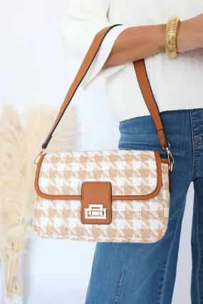 Elodie Houndstooth Crossbody - Sand