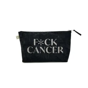 F*CK CANCER Clutch Bag- Silver Glitter on Black Crushed Velvet