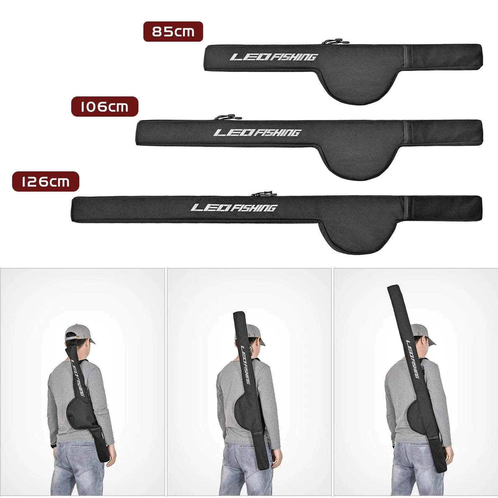 Fishing Rod Bag 85cm/106cm/126cm Fishing Rod Reel Bag Pole Shoulder Storage Bag Portable Rod Tackle Tool Carrier