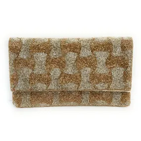 Gold Silver Beaded Clutch Purse