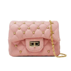 Handbag | Classic Quilted Stud Mini Bag - Light Pink | Tiny Treats and Zomi Gems