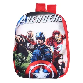 Heart Home Marvel Avengers School Bag | Velvet Kids School Bags | Student Bookbag | School Bag for Girls & Boys | School Backpack for Kids | 2 Compartments | Red