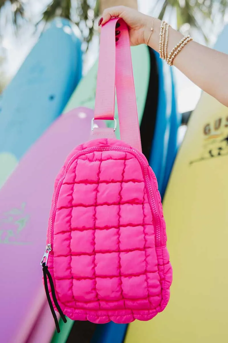 Hot Pink Wholesale Quilted Sling Bag