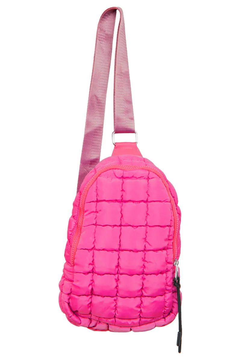 Hot Pink Wholesale Quilted Sling Bag