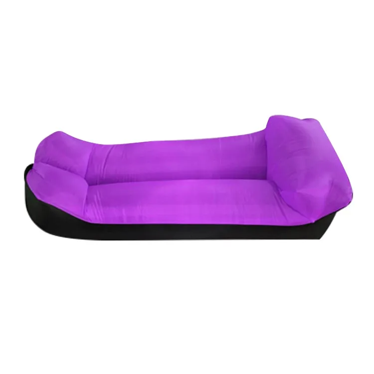 Inflatable Sofa Bed for Camping, Fishing, and Beach, Color-Blocking Pillow Style, Tear-Proof, 94.5 x 21.7 inches (Purple   Black)