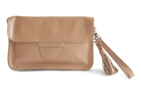 JANE LEATHER CLUTCH IN NUDE