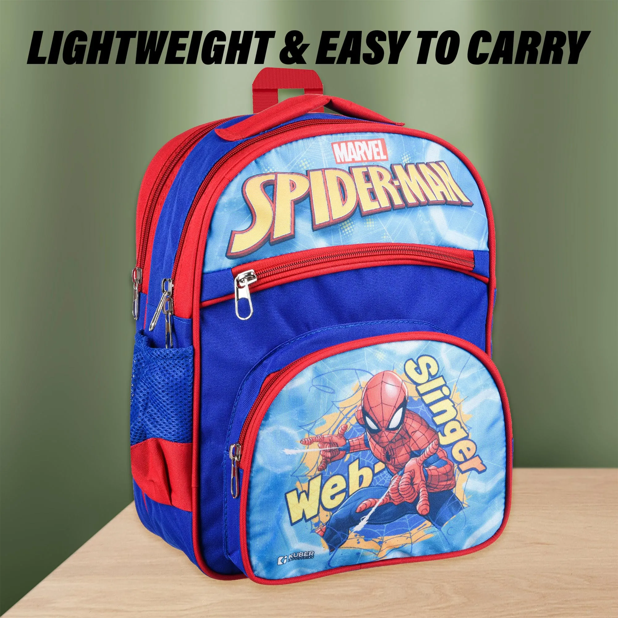 Kuber Industries Marvel Web Slinger Spider-Man School Bags | Kids School Bags | Student Bookbag | Travel Backpack | School Bag for Girls & Boys | School Bag with 4 Compartments | Royal Blue