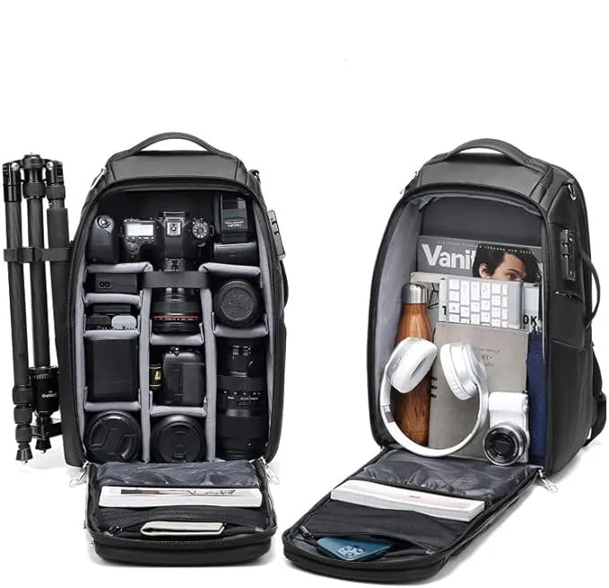 Large Capacity Camera Backpack With Laptop Compartment - Men Travel Professional Camera Backpack With Tripod Bracket