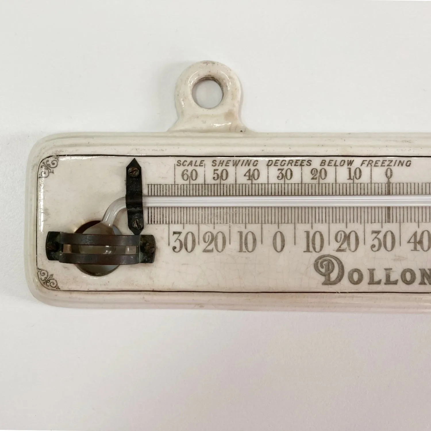 Late Victorian Porcelain Minimum Thermometer by Dollond London