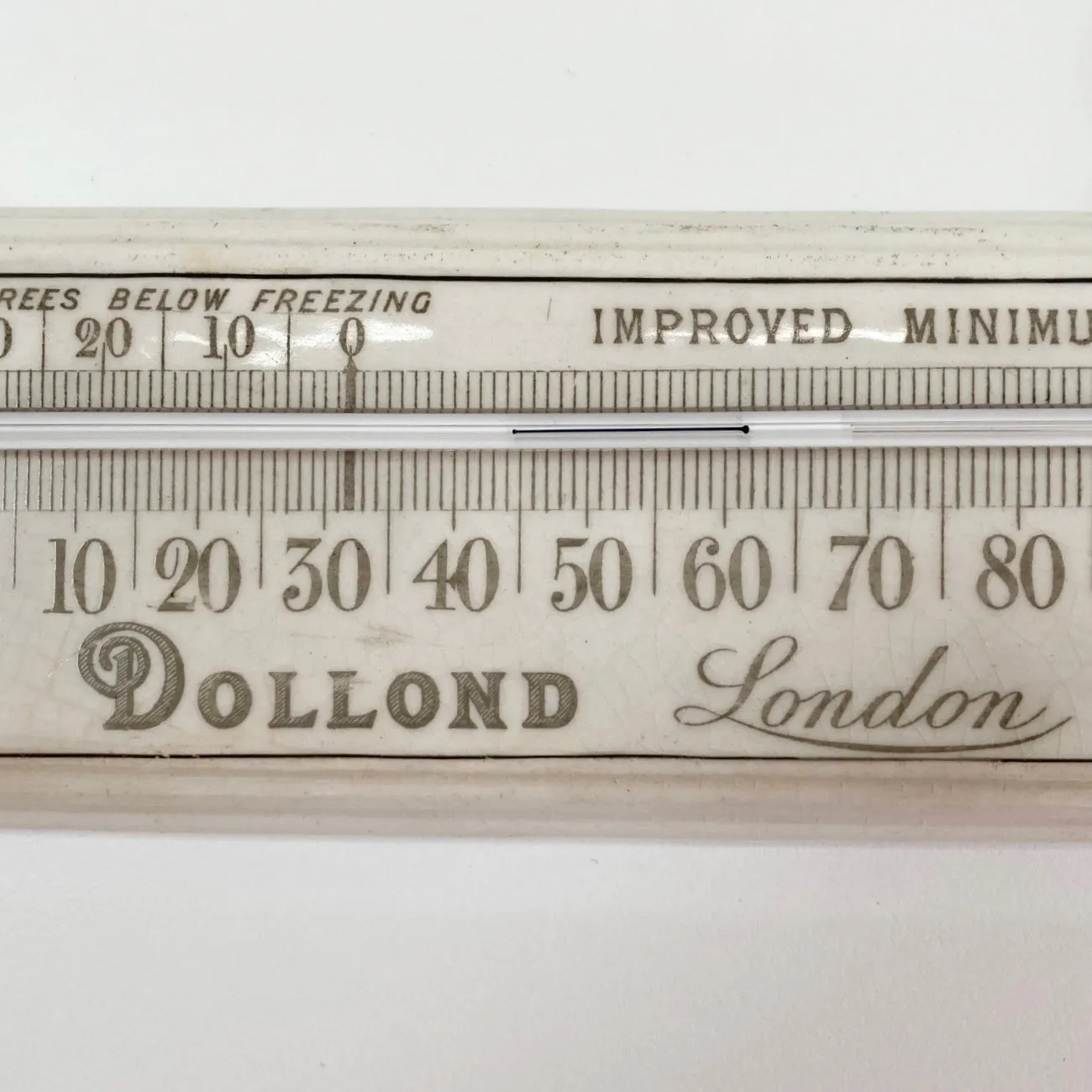 Late Victorian Porcelain Minimum Thermometer by Dollond London