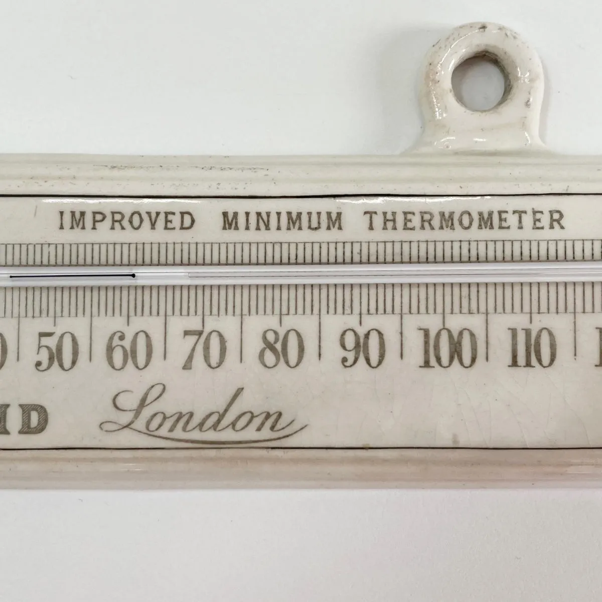 Late Victorian Porcelain Minimum Thermometer by Dollond London