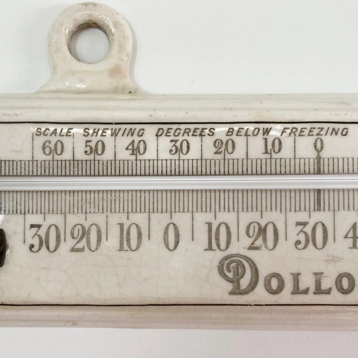 Late Victorian Porcelain Minimum Thermometer by Dollond London