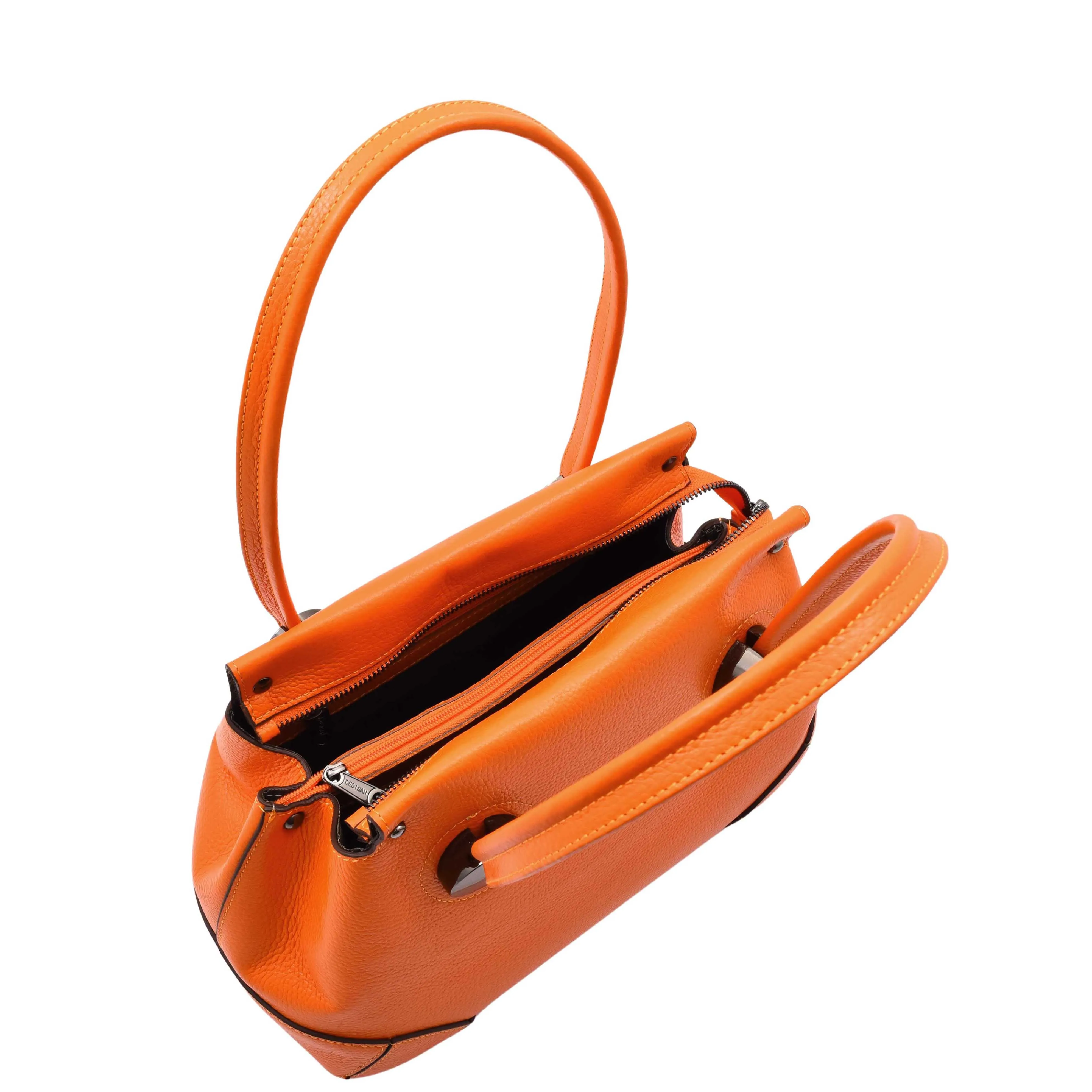 Leather Shoulder bag For Women Zip Medium Tote Handbag Susan Orange