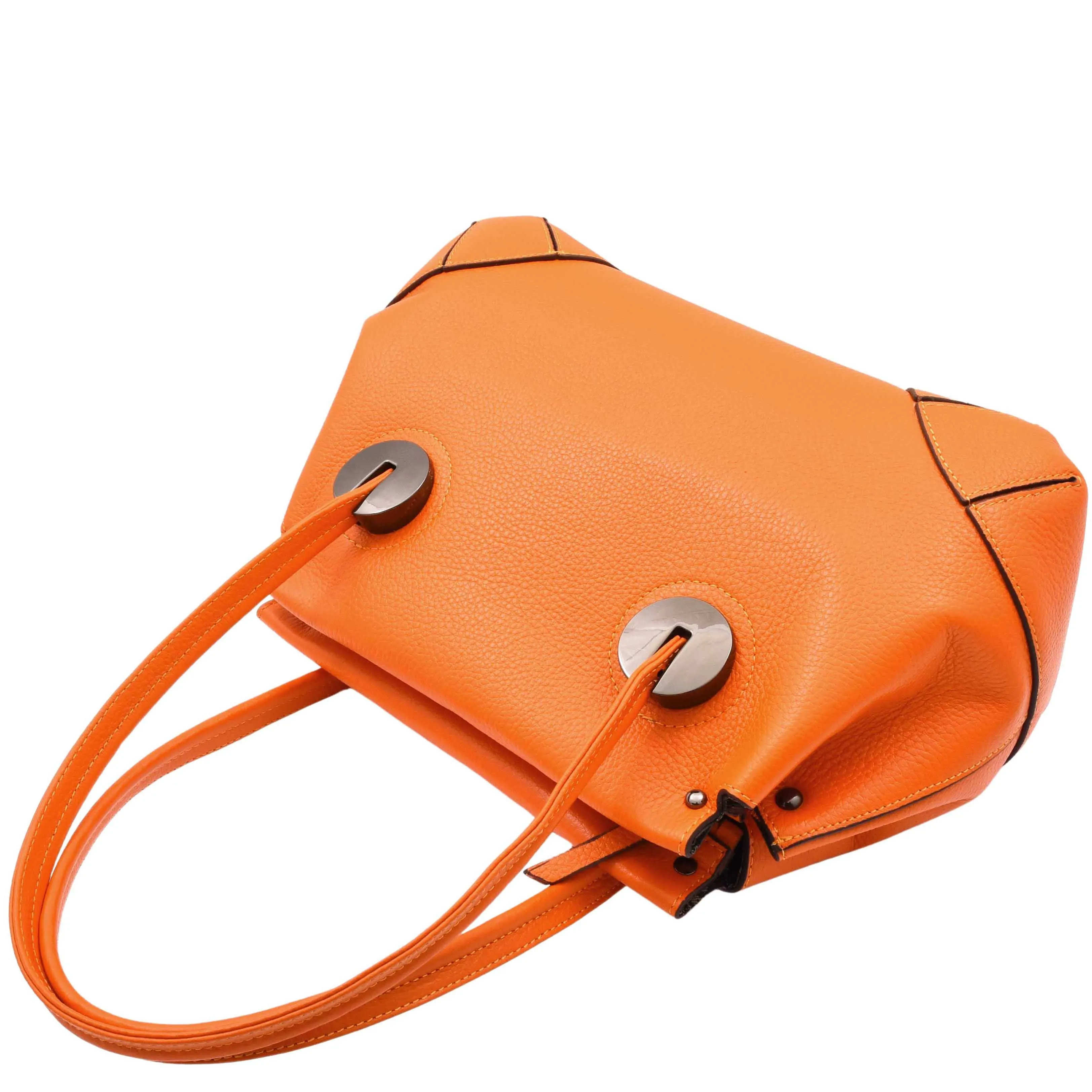 Leather Shoulder bag For Women Zip Medium Tote Handbag Susan Orange