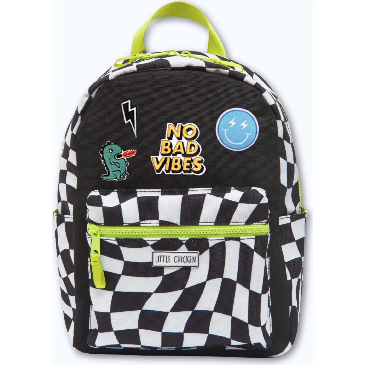 Little Chicken Patched Groovy Black & White Checkered Backpack