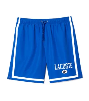 Long Lacoste Print Swim Trunks Ladigue/Flour